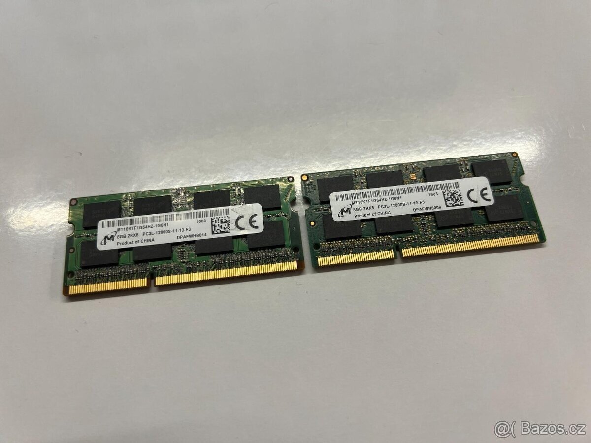 Operační paměťi Micron PC3L, 8GB, 2Rx8, DDR3, 1600Mhz
