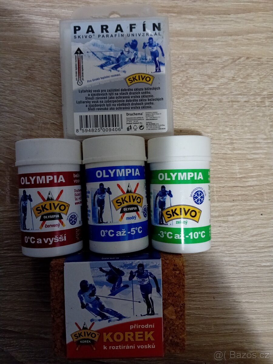 Skivo parafín, vosky, korek