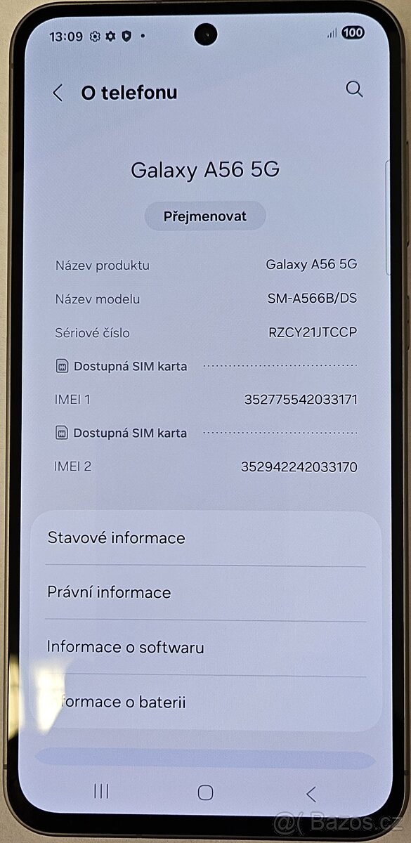Samsung Galaxy A56 5G 6/256 GB Awesome Graphite, Top Stav