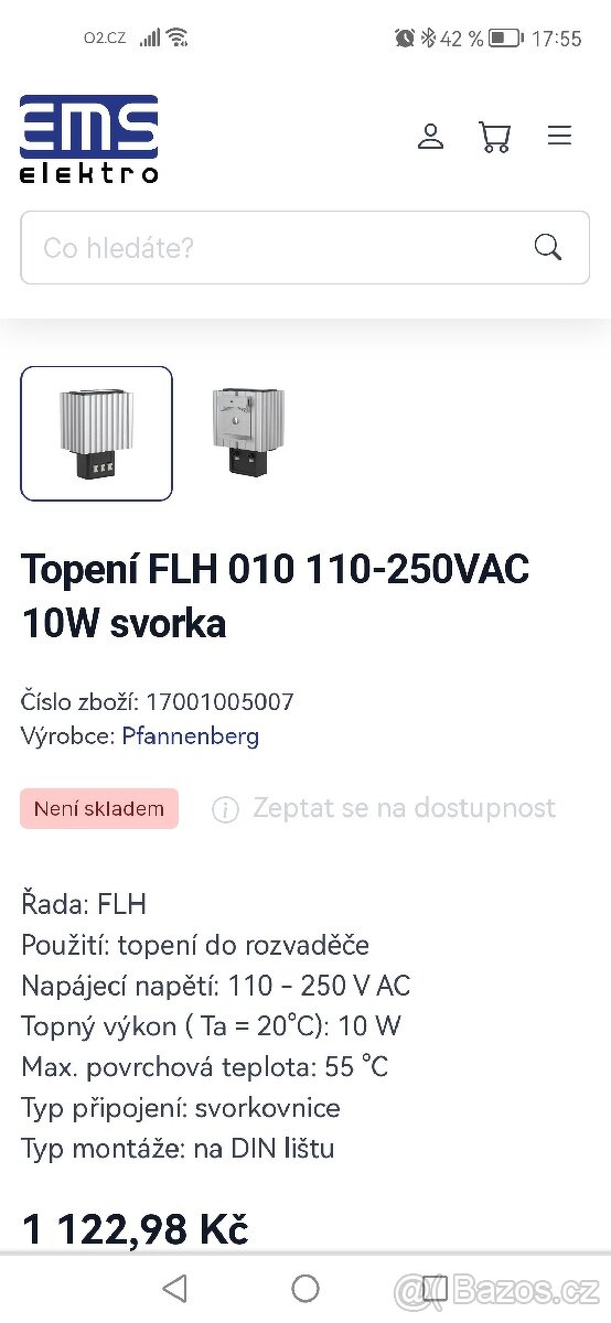 Topení FLH 010 110-250V AC Pfannenberg