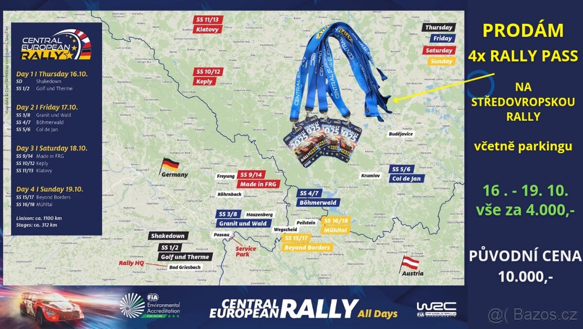 Vstupenky (rally pass) na Středoevropskou rallye 2025