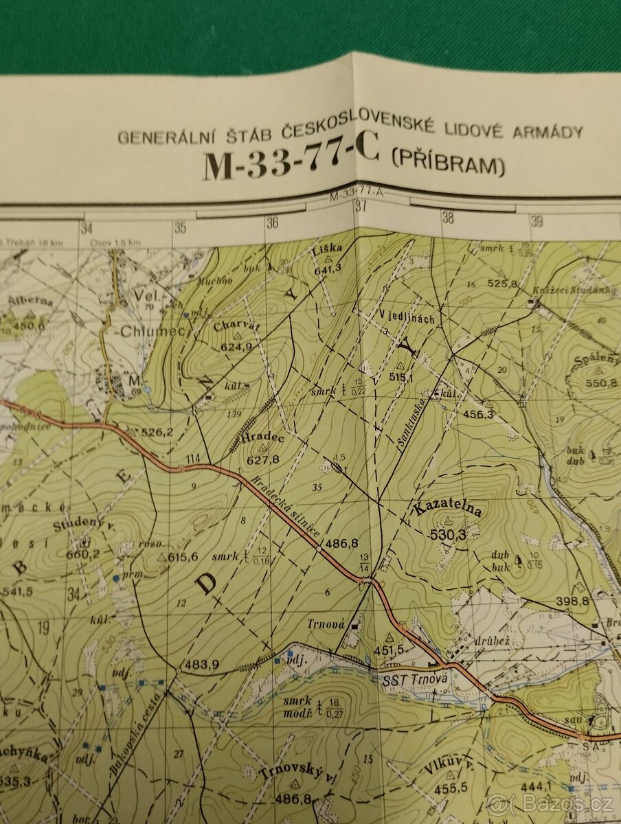 Prodám vojenskou mapu z roku 1956