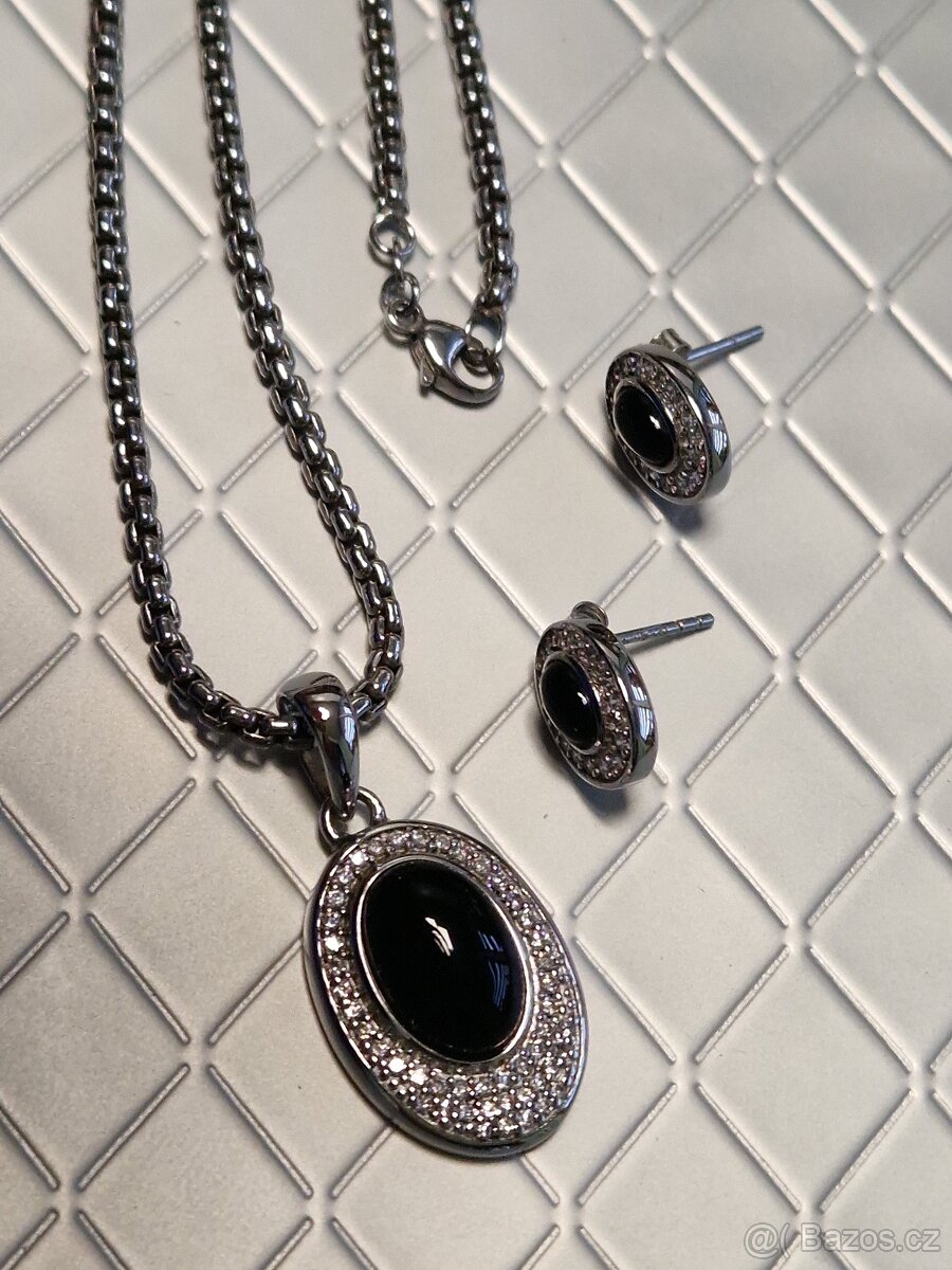 ⭐  925/1000 – Stříbrný luxusní Náhrdelník s náušnicemi ⭐