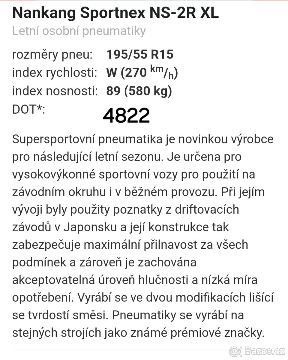 Nankang 195/55 ZR15 89W XL Sportnex ns-2R