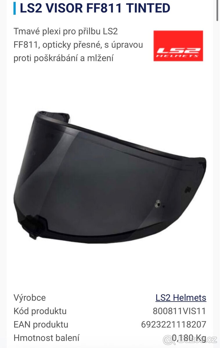 Tmavé plexi pro přilbu LS2 FF811 (Vector 2)