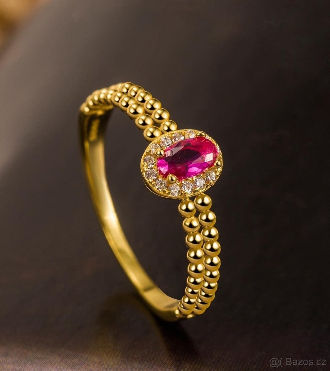 Stříbrný prsten s růžovým kamenem - Ag 925