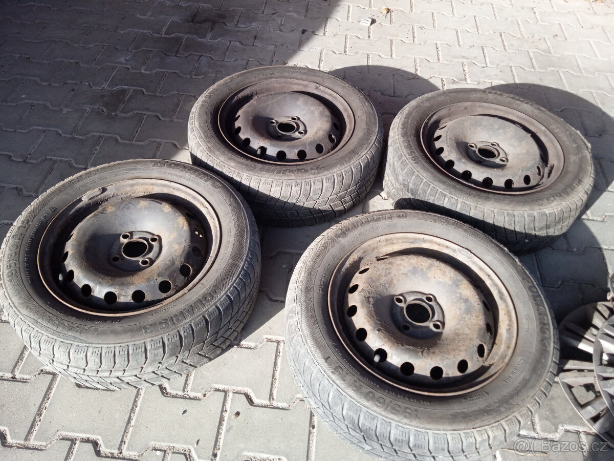 4x zimní jeté pneumatiky 195/60r15 s plech. disky (fiat punt