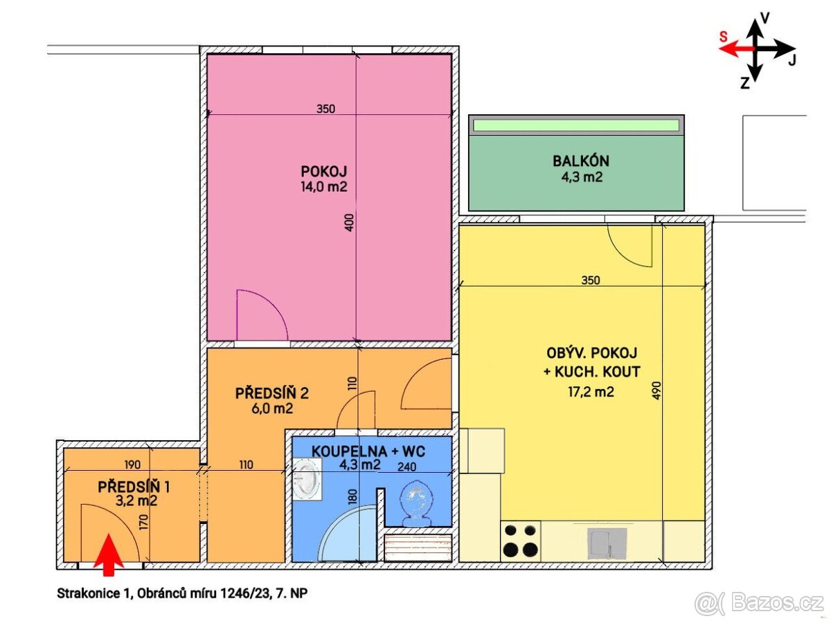 Pronájem bytu 2+kk 49 m² Obránců míru, Strakonice, 9 980 Kč