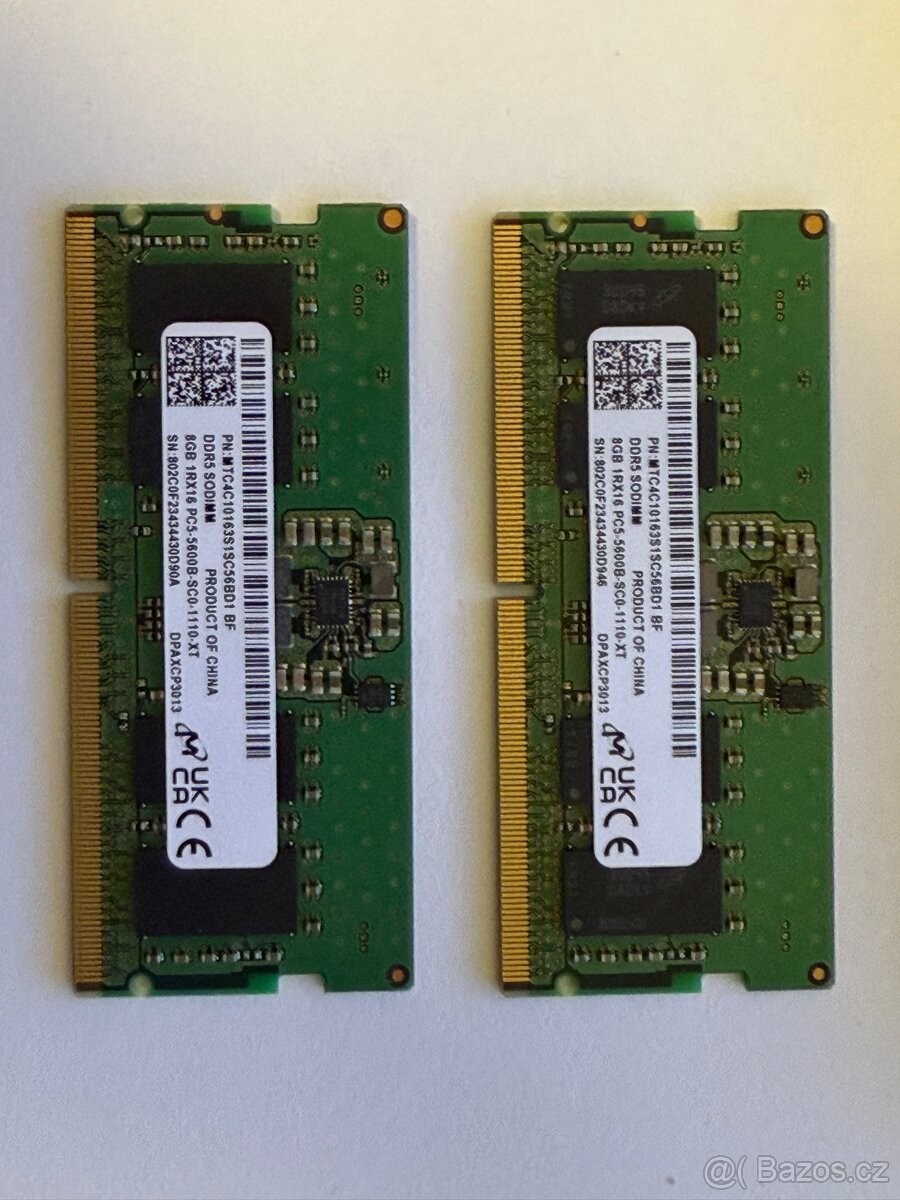 RAM do notebooku 2x Micron 8GB DDR5 SO-DIMM 5600Mhz