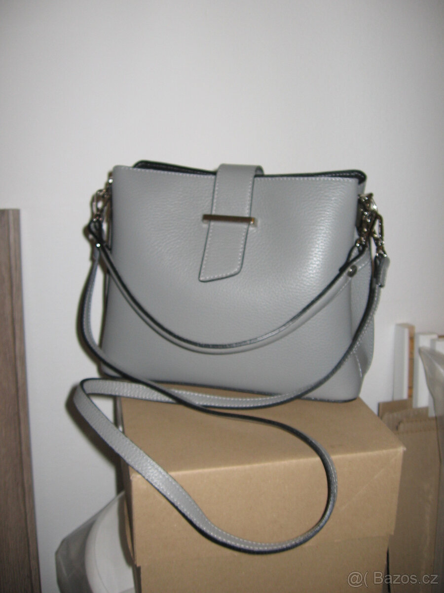 ELEGANTNI KOŽENA KABELKA ŠEDA NEBO ČERNA - NOVE