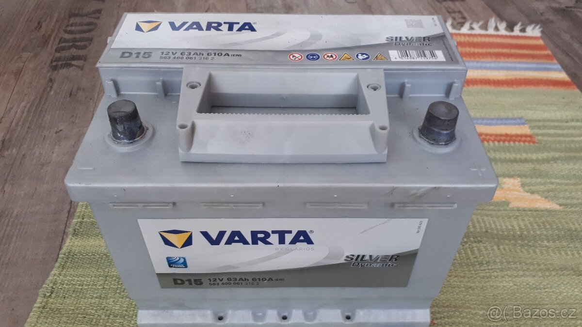 Autobaterie Varta D15 – 12V 63Ah, 610A, 1,5 roku stará