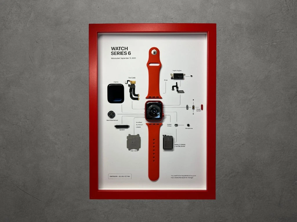 Zarámované Apple Watch Series 6 40mm - (A4)(Red)