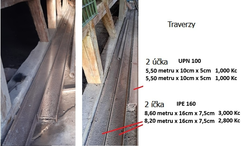 Traverzy 2 íčka @ 8,5 metru a 2 účka @ 5,5 metru