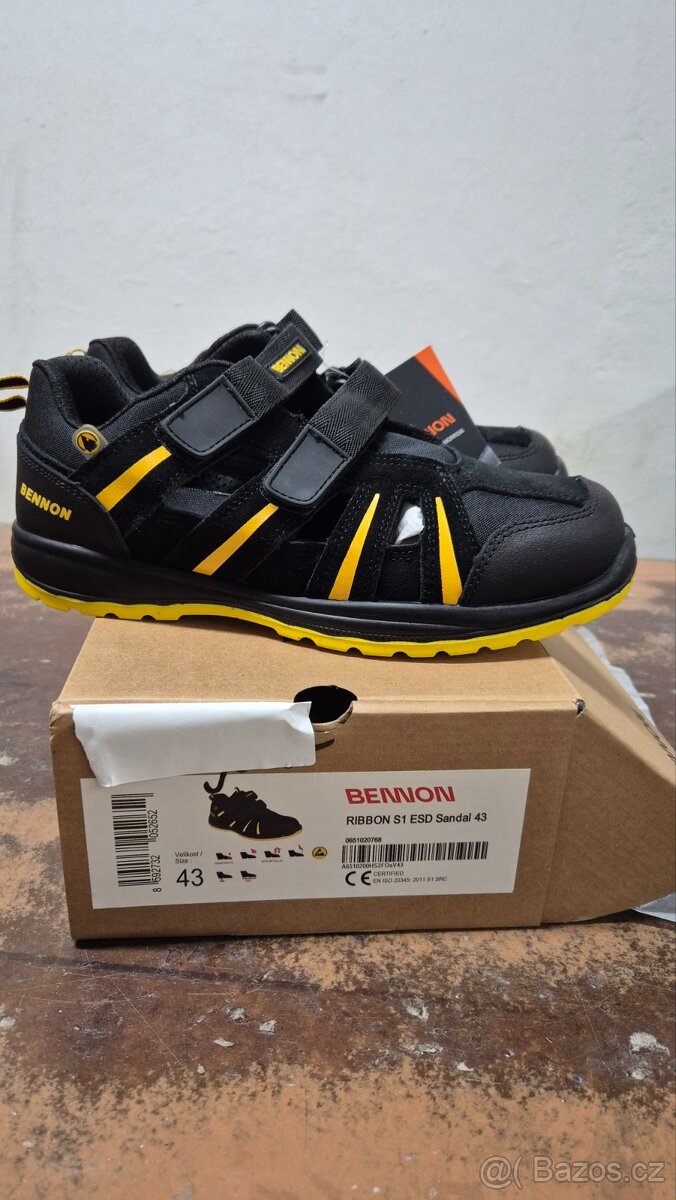 Bennon RIBBON S1 ESD sandál Černo-žlutá