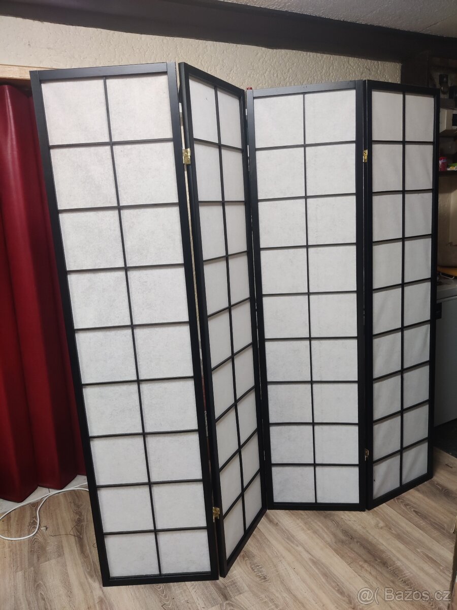 Paraván Autronic 4dílný, černá (EF-806 BK)