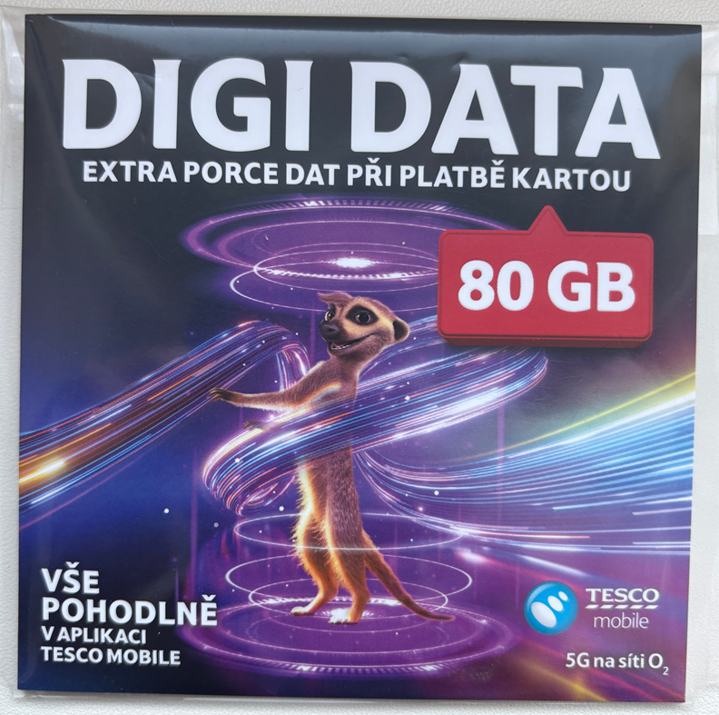 SIM karta s tarifem EXTRA s 20GB dat (max 80GB)