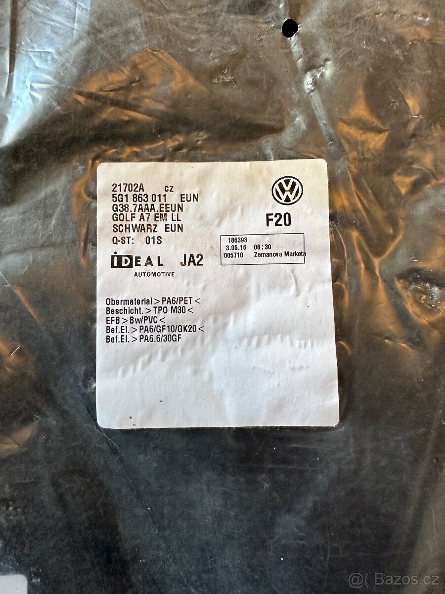 Textilní koberce VW Golf VII , originál VW - nepoužité