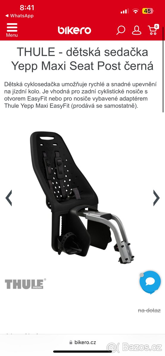 Sedacka na kolo Thule yepp maxi black