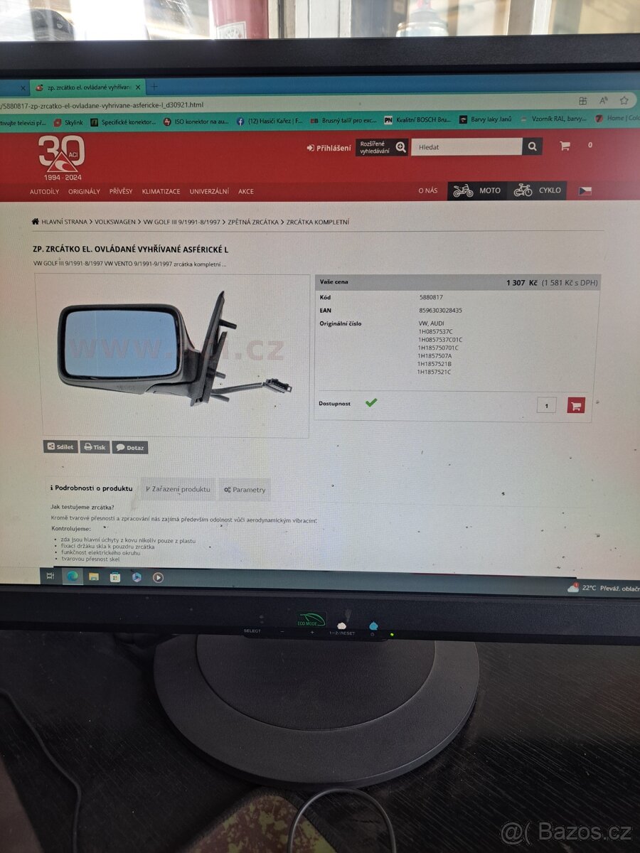 Levé vnější zrcátko WV Golf