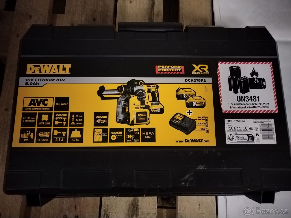 DeWALT DCH275P2- AKU Specializované kladivo s příslušenstvím