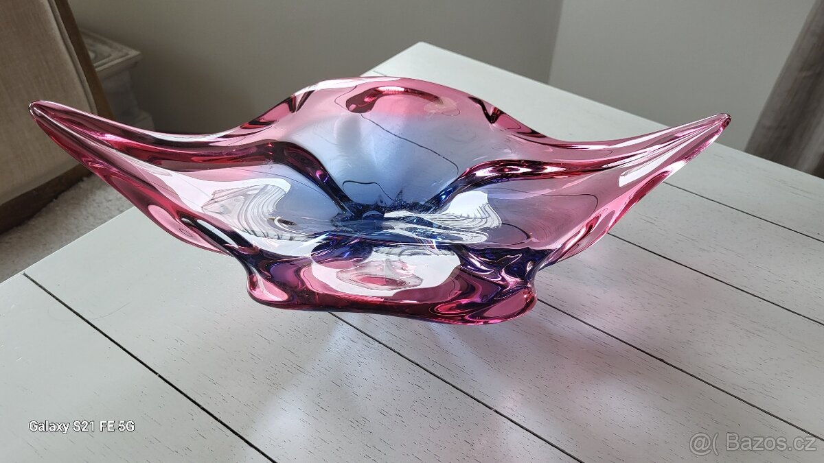 LUXUSNÍ MÍSA HUTNÍ SKLO SBĚRATELSKÁ NÁDHERNÁ