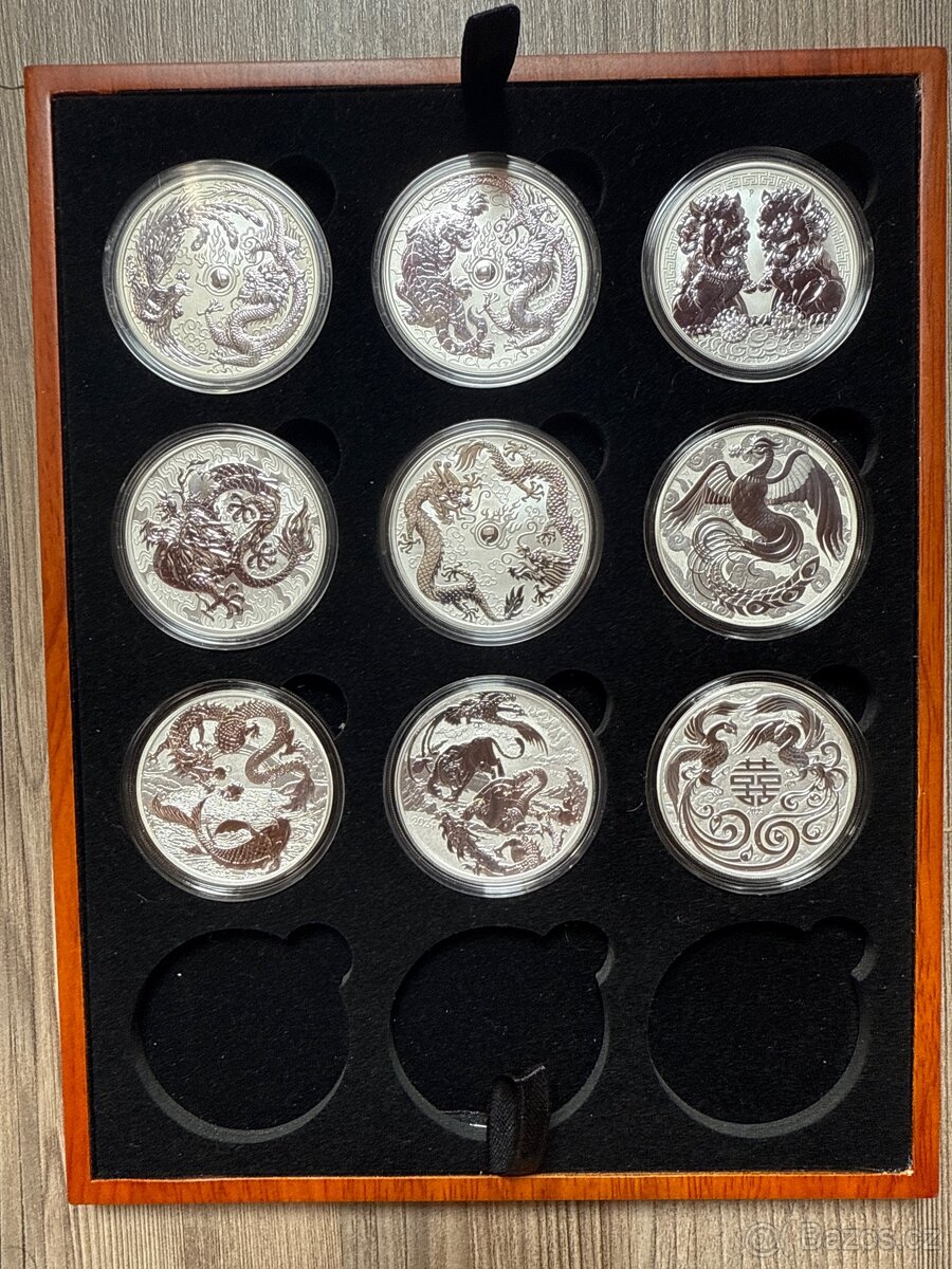 Serie Chinese Myths and Legends 9x 1oz stříbrné mince