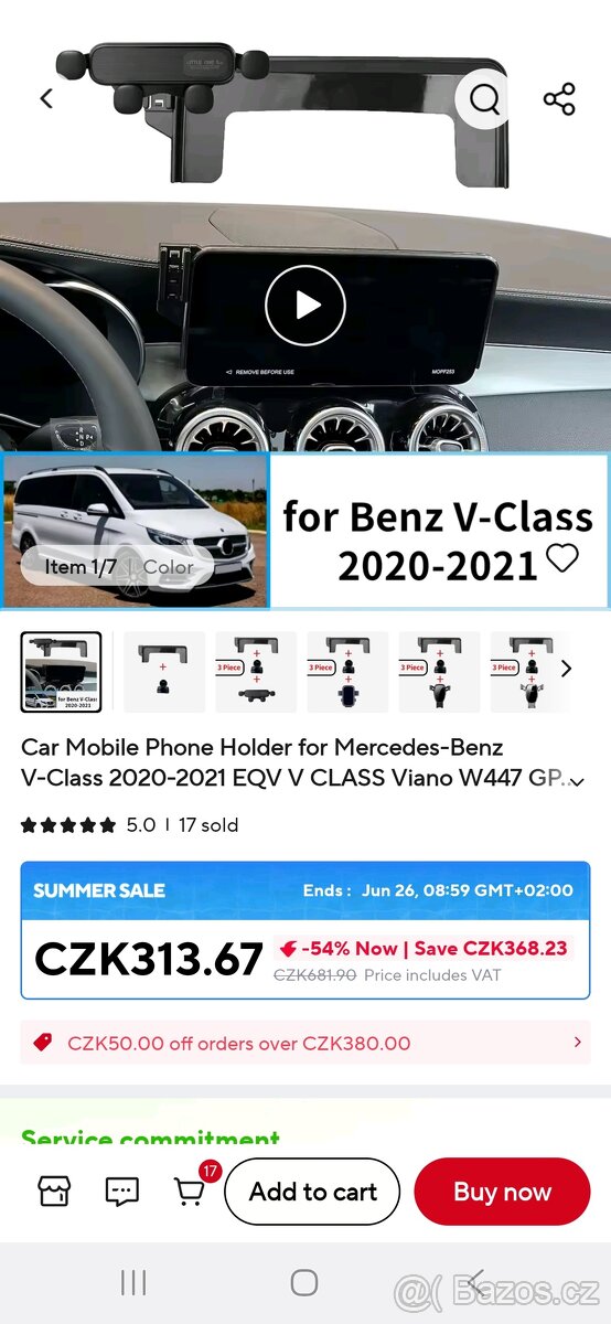 Drzak na telefon do Mercedes Benz V-Class 2020-2021