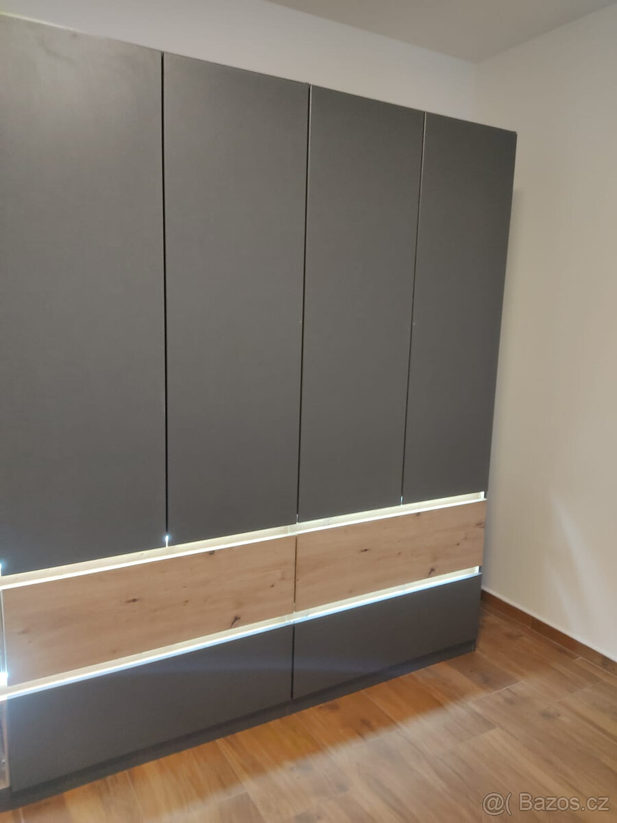 XXLutz 3dílná Skřín 280x226x60cm Antracit /Dřevo 6 šuplíků