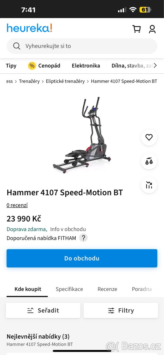 Eliptický trenažer Hamer