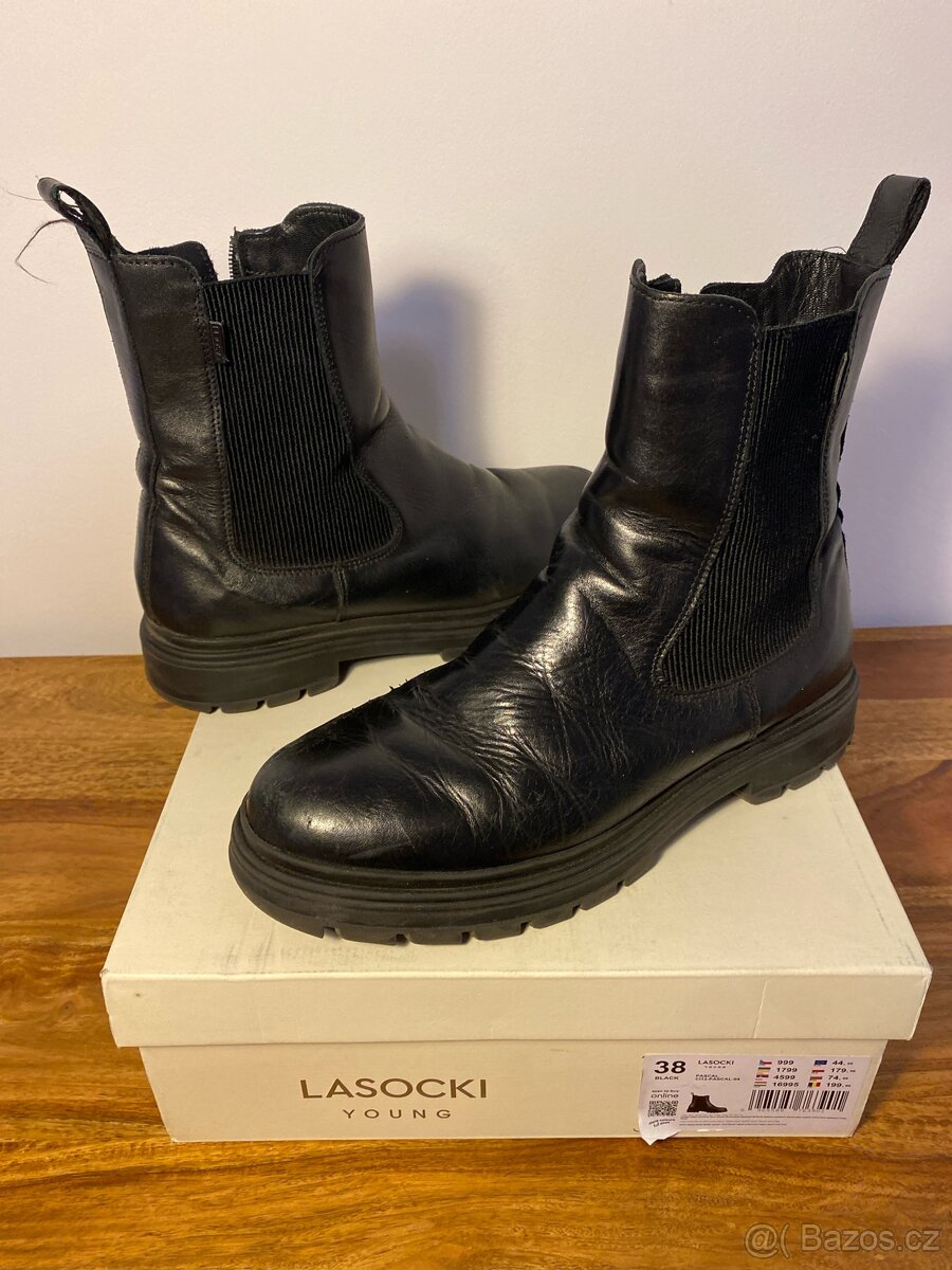 Zimní kotníčkové kožené boty 38