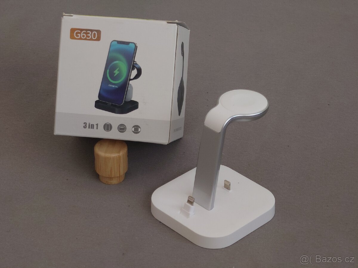 Stojánek bezdrátová Qi nabíječka 3v1 pro Apple iPhone Watch