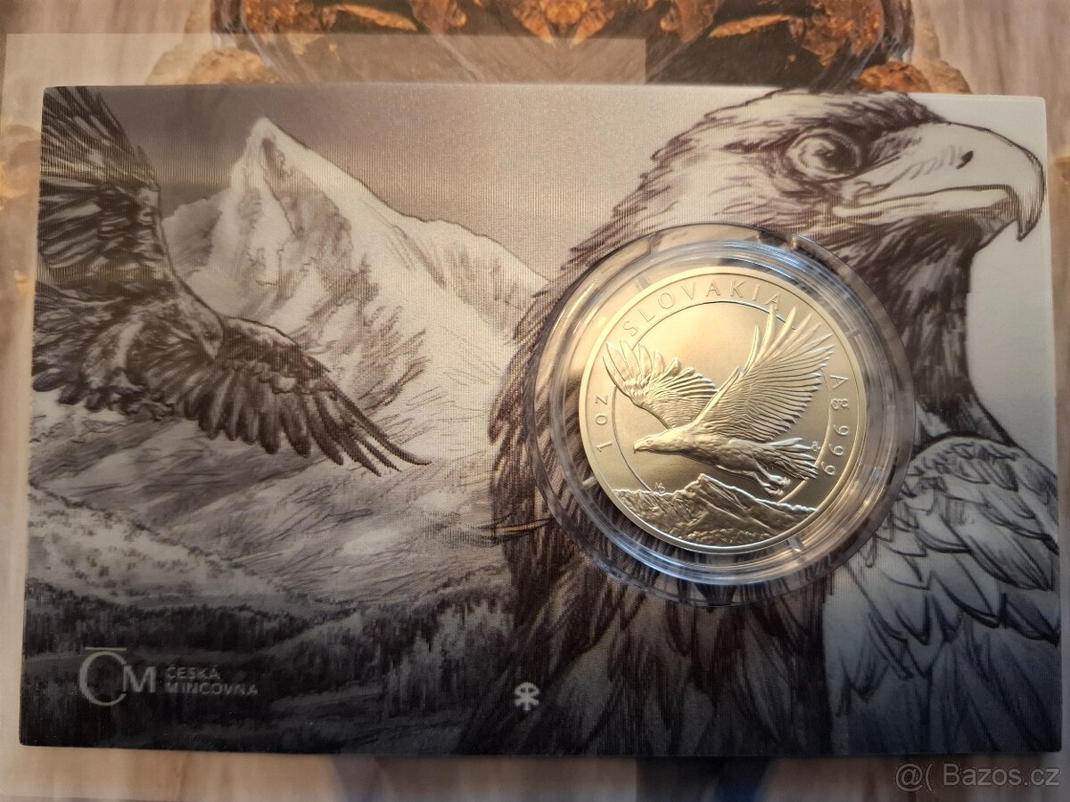 Stříbrná uncová investiční mince Orel 2023 stand číslovaný