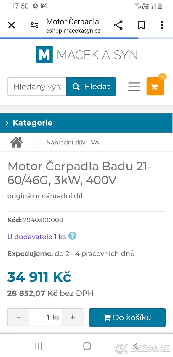 Prodám zánovní čerpadlo
