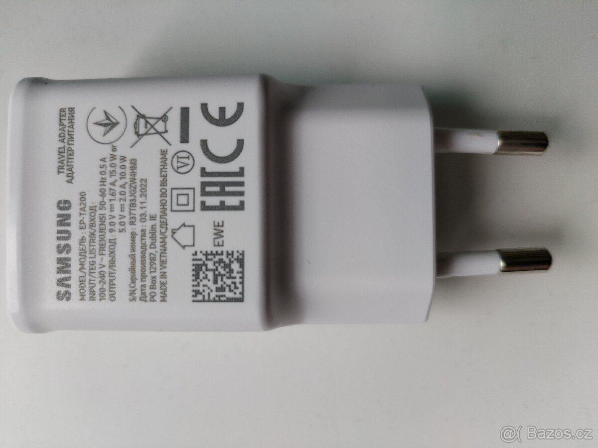 Nabíječka Samsung + USB A USB C kabel