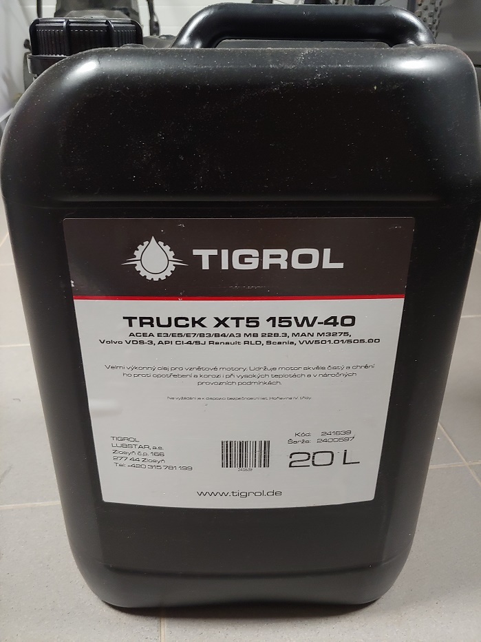 15W40 TIGROL TRUCK XT5, 50Kč/l