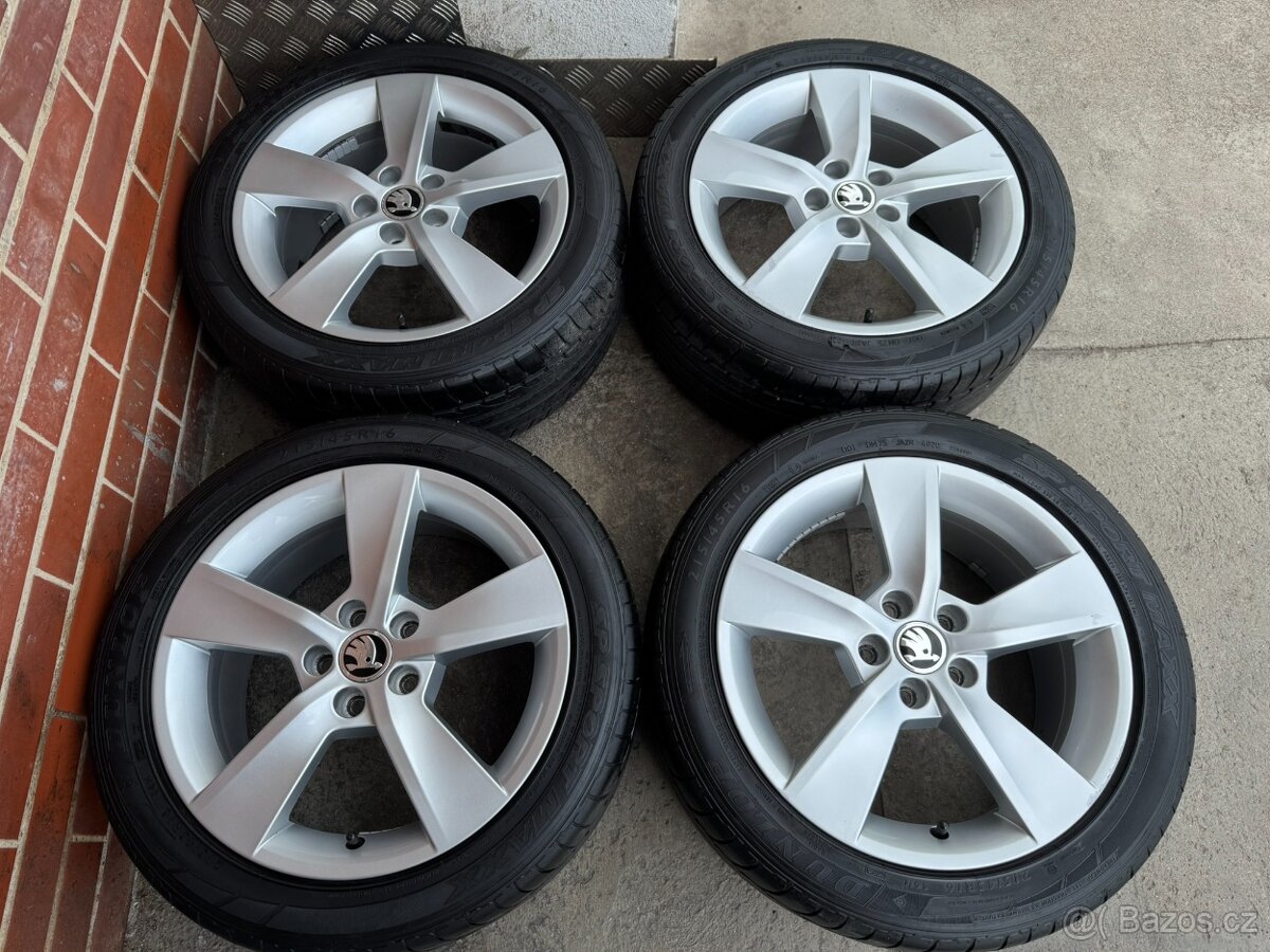 Alu 16" 5x100, škoda "ALORE" letní 75% F3 Rapid