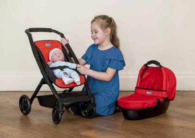 KOČAREK PRO PANENKY CHICCO 3v1+PEŘINKY - NOVE