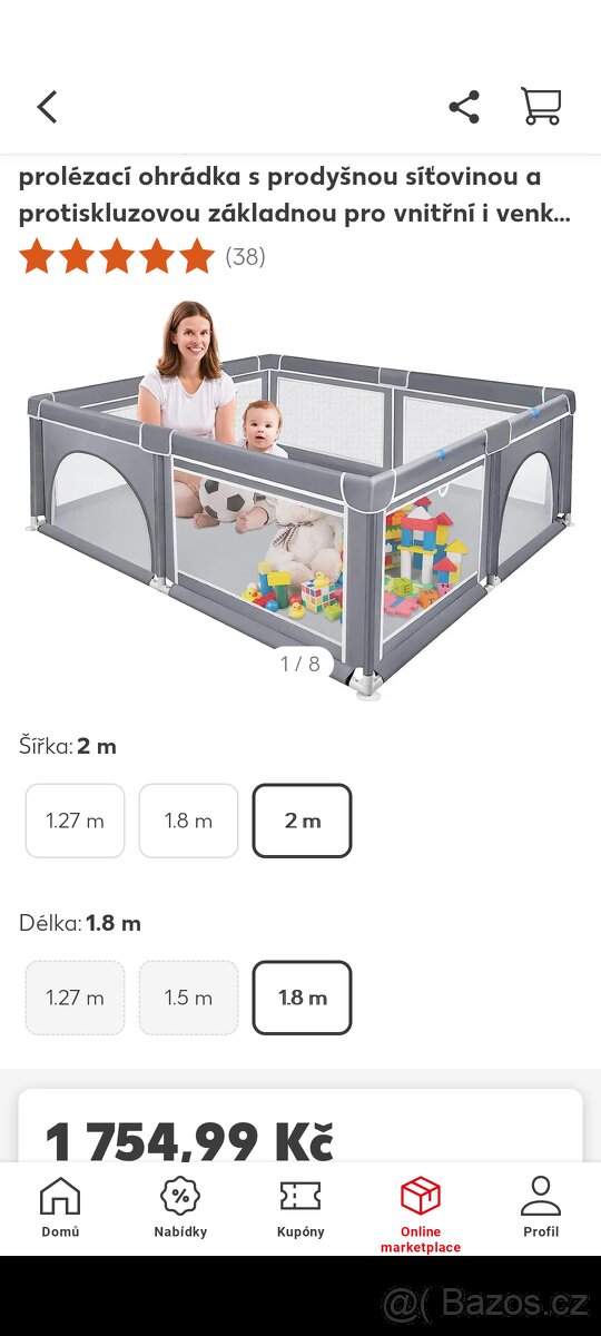 Dětská ohrádka Baby XXL 180x200cm