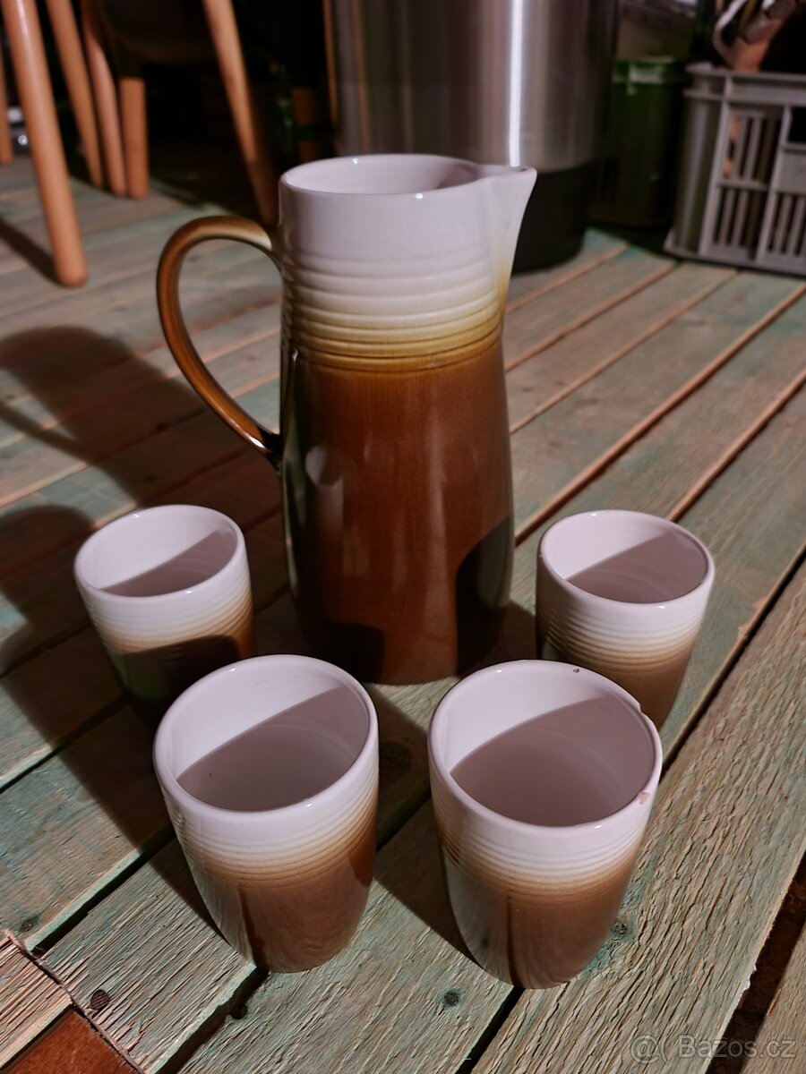 Kameninový džbán + 4 poháry