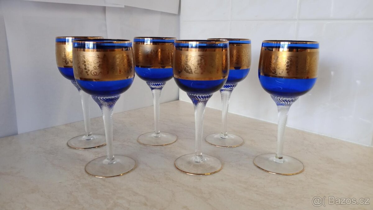 Skleničky Bohemia glass 6ks modré
