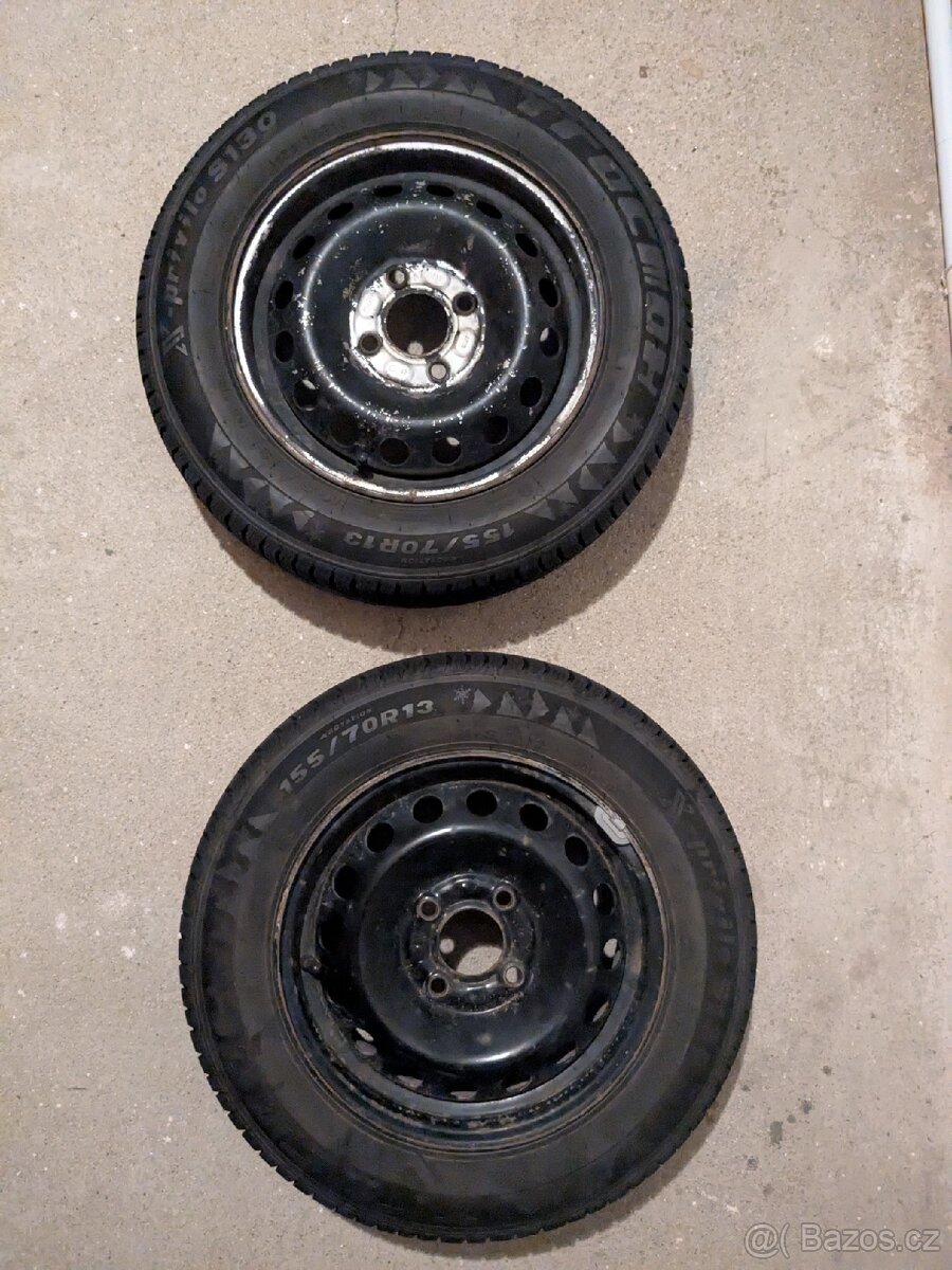 2 disky 155/70r13 s zimní pneu M+S značky Tracmax