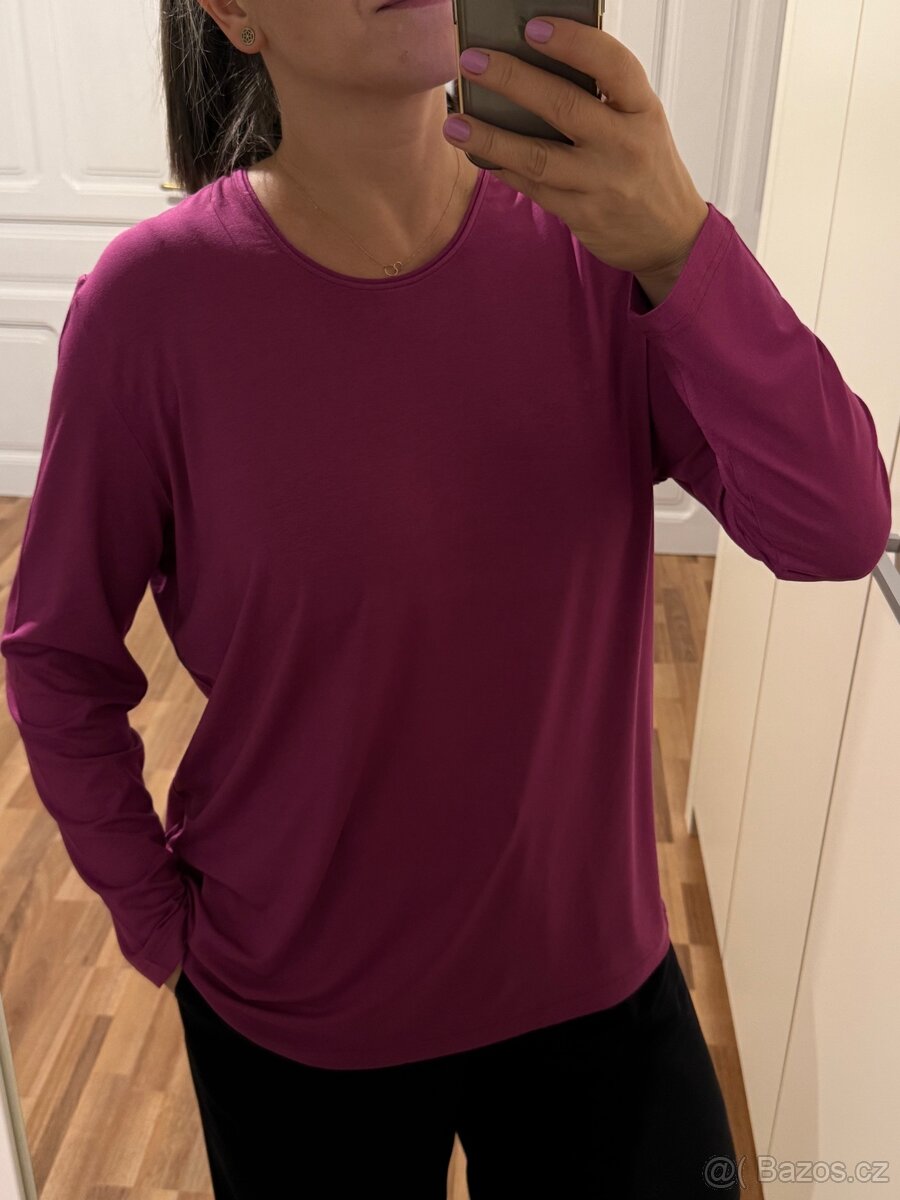 Delší fuchsiové triko / halenka, zn. HAJO, vel. 46