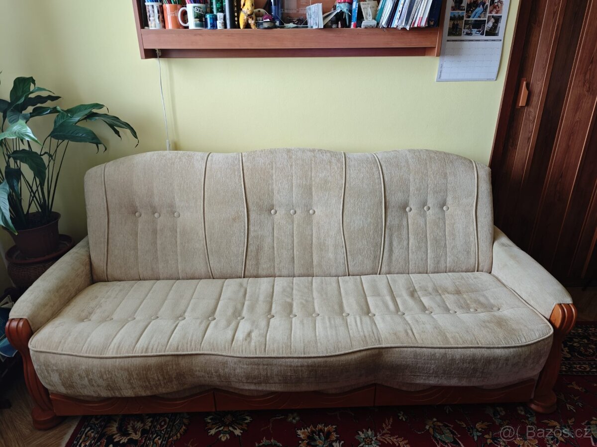 Souprava rustikální sedací : 3mistná+ křesla čalouněná 2 ks