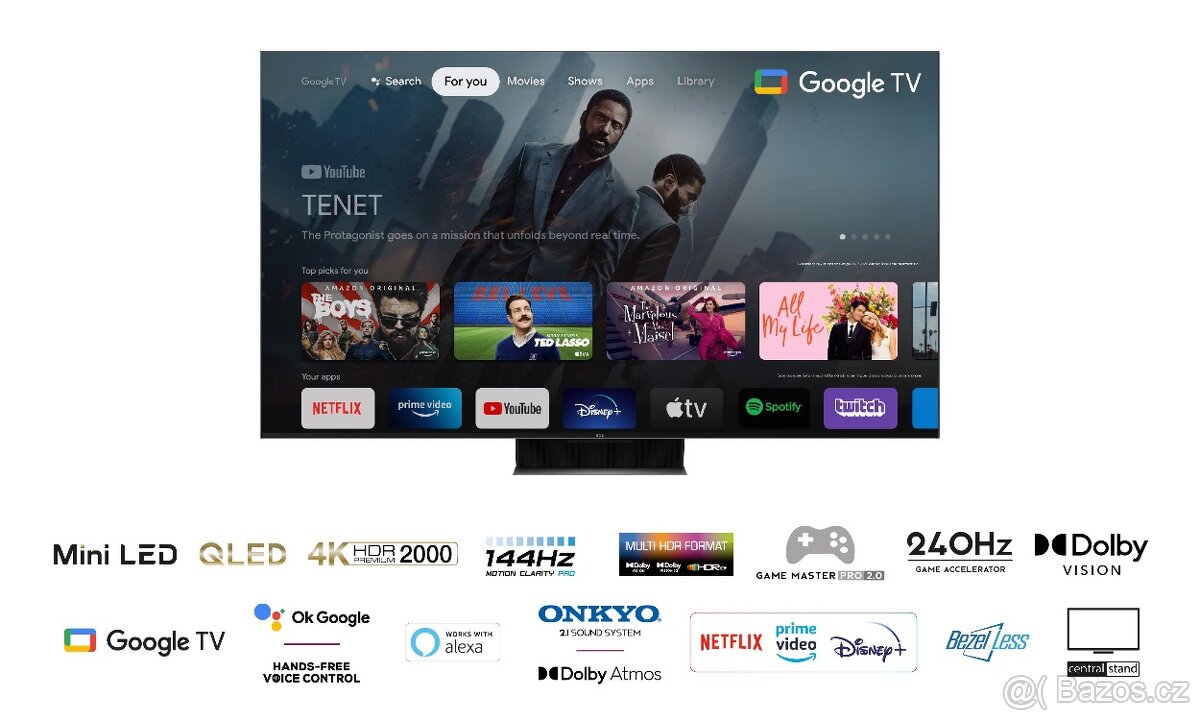 65″ televize TCL 65C845 Google TV, QLED, 165cm, 4K Ultra