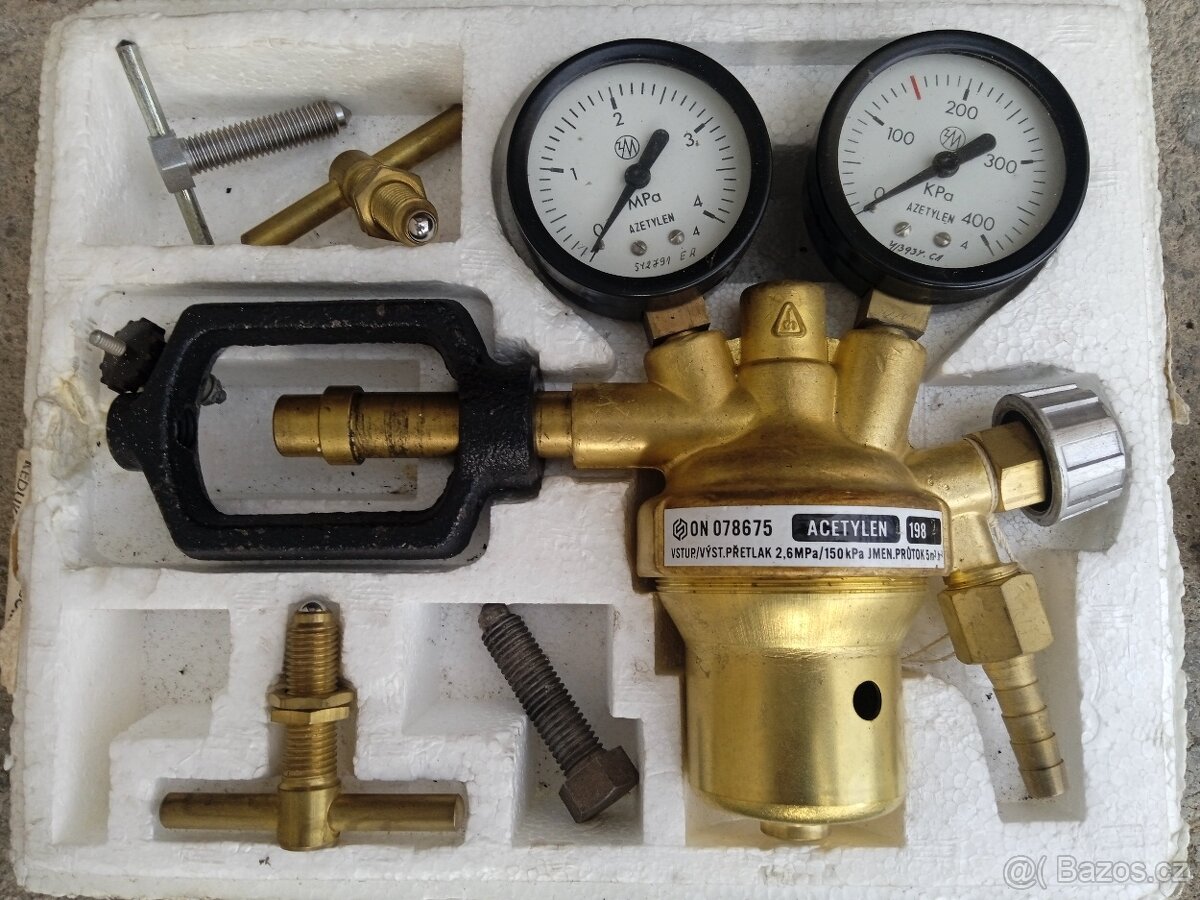 Budíky/ventil na Acetylen -Nový