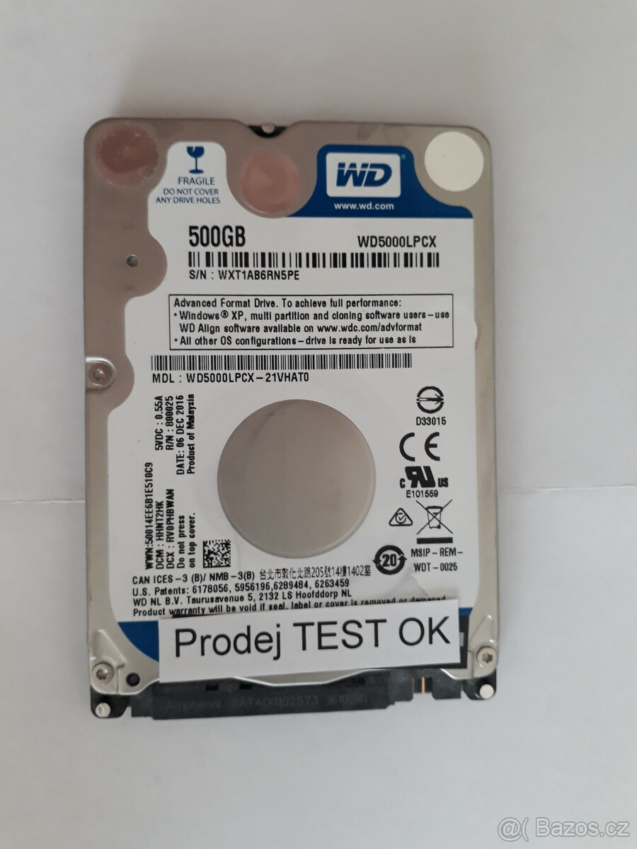 Hdd WD Blue 500Gb 2,5"