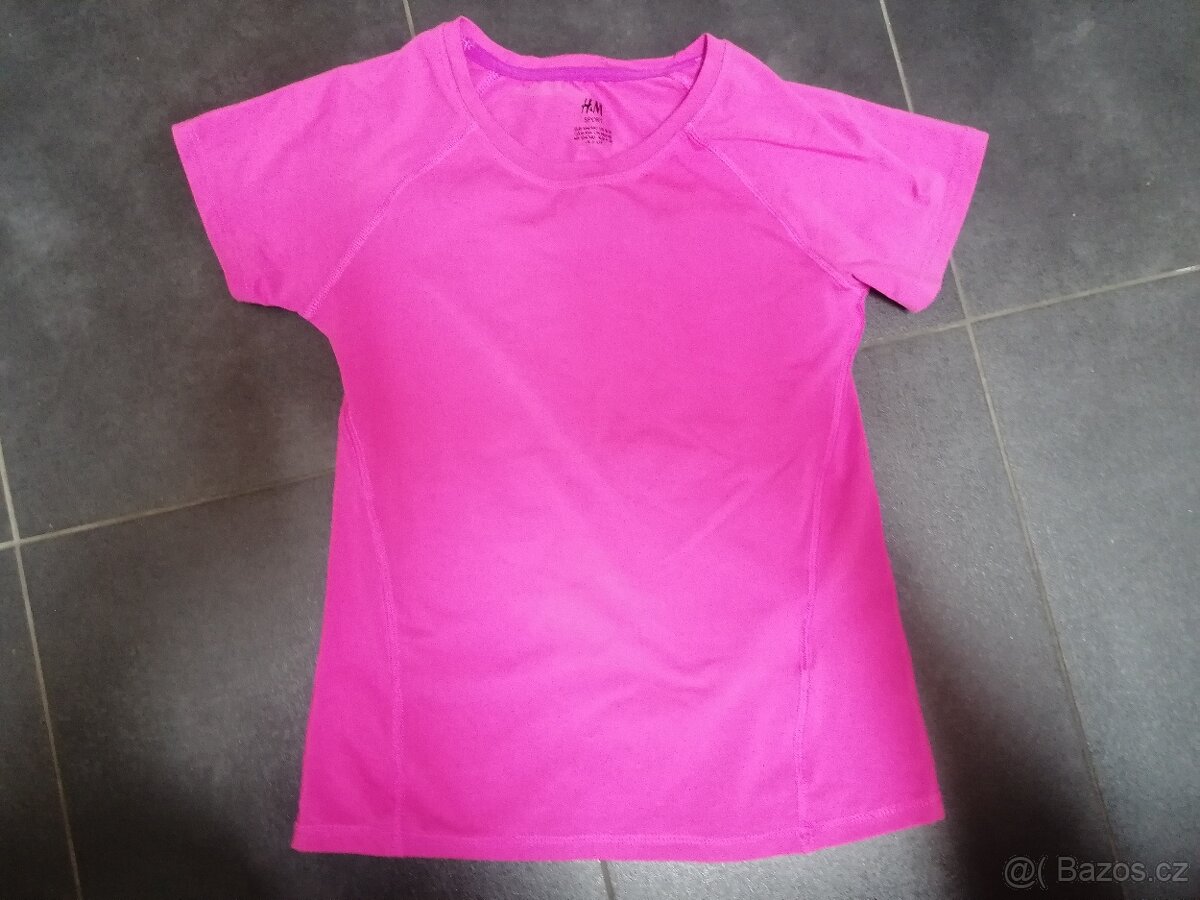 dívčí sportovní tričko H&M 134/140 8-10 let TOP růžové