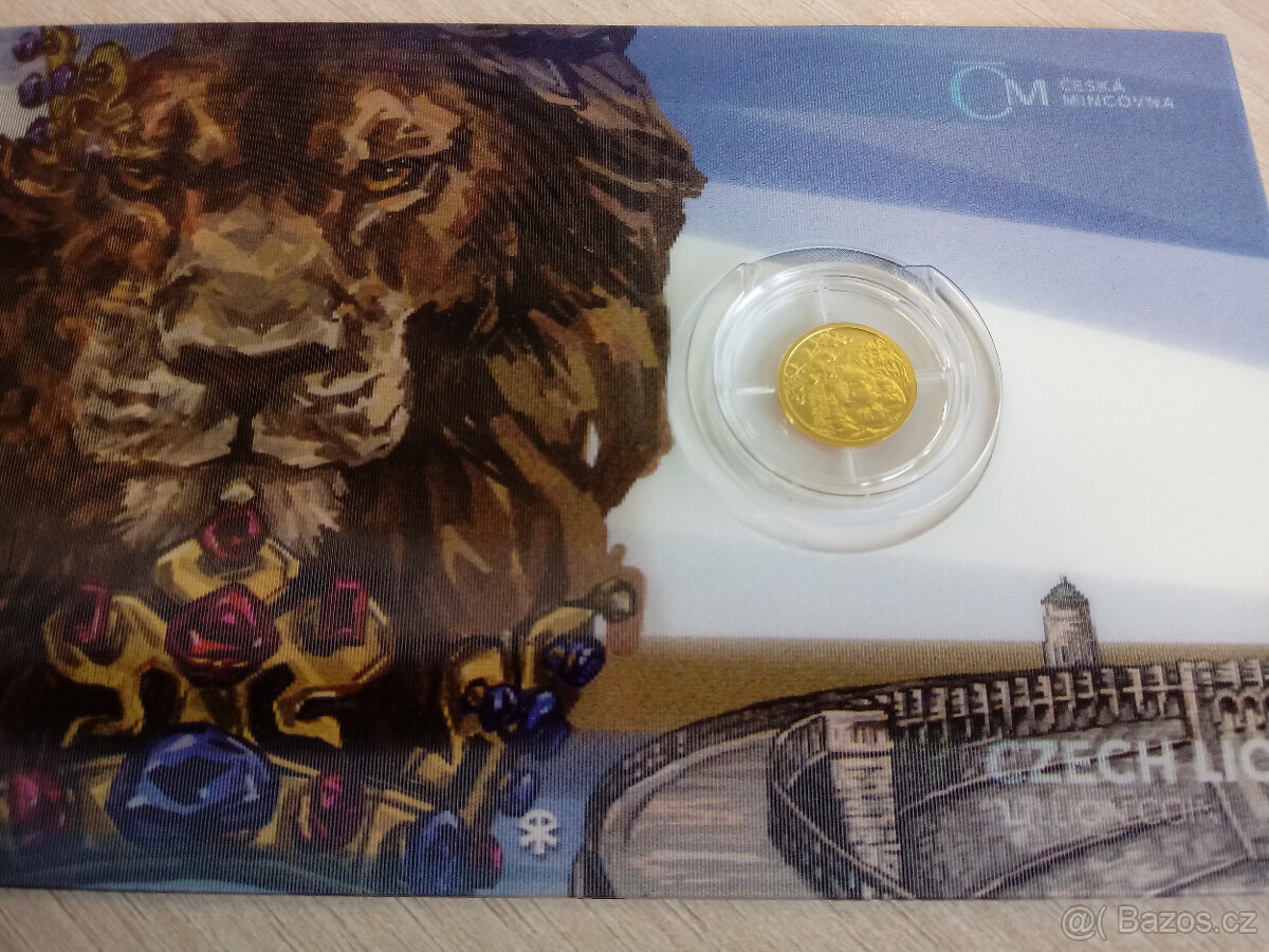 Zlatá 1/25 oz mince Český lev 2023 číslovaný