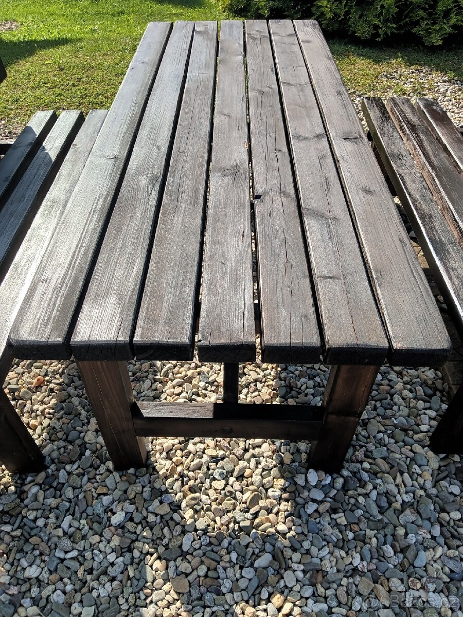 Stůl a lavice masiv 4 cm smrk