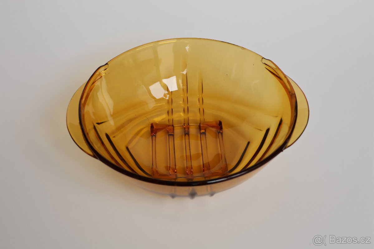 starožitná mísa miska art deco ambrové sklo